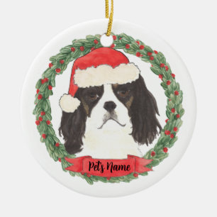 Tricolor Cavalier Kung Charles Spain Julgransprydnad Keramik