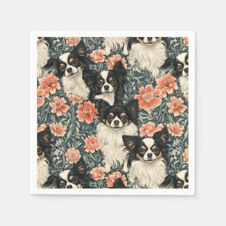 Tricolor Chihuahuas William Morris Stil Blommigt Pappersservett