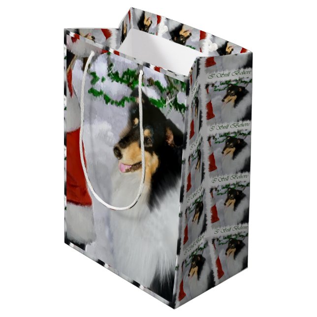 Tricolor Collie och jultomten (Baksidan Vinklad)