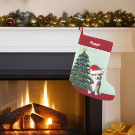 Tricolor Corgi Santa Julgran Anpassningsbar Red Liten Julstrumpa