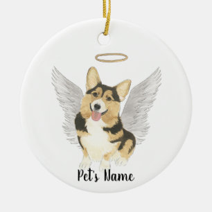 Tricolor Corgi Sympathy Memorial Pillar Candle Julgransprydnad Keramik