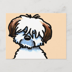 Tricolor Coton de Tulear Ansikte Vykort