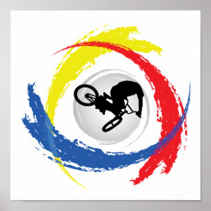 Tricolor Emblem för BMX Poster