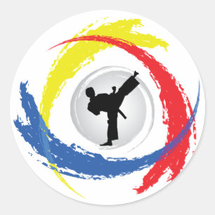 Tricolor Emblem för Karate Runt Klistermärke