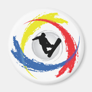 Tricolor Emblem för Snowboarding Magnet