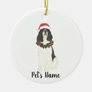 Tricolor Engelsk Springer Spaniel Jul Julgransprydnad Keramik