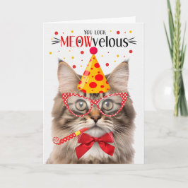 Tricolor Fluffy Tabby katt MEOWvelous Birthday Kort