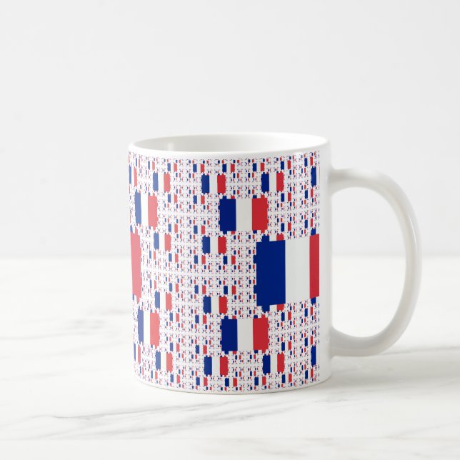 Tricolor Frankrike Flagga i Många Colorful Lagrar Kaffemugg (Höger)