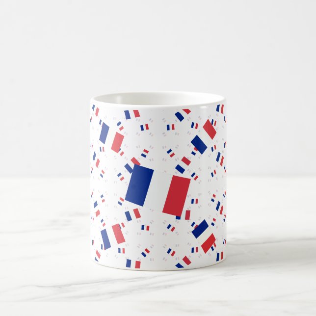 Tricolor Frankrike Flagga i Många Lagrar Askew Kaffemugg (Center)