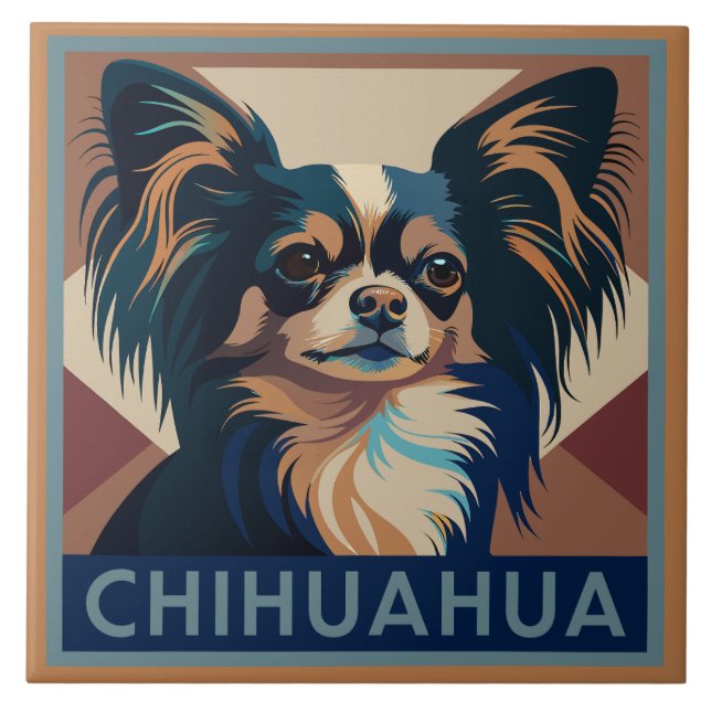 Tricolor Long HLED Chihuahua Kakelplatta (Framsidan)