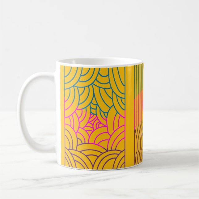 Tricolor mönsterdesign på gulmålad kopp (Vänster)