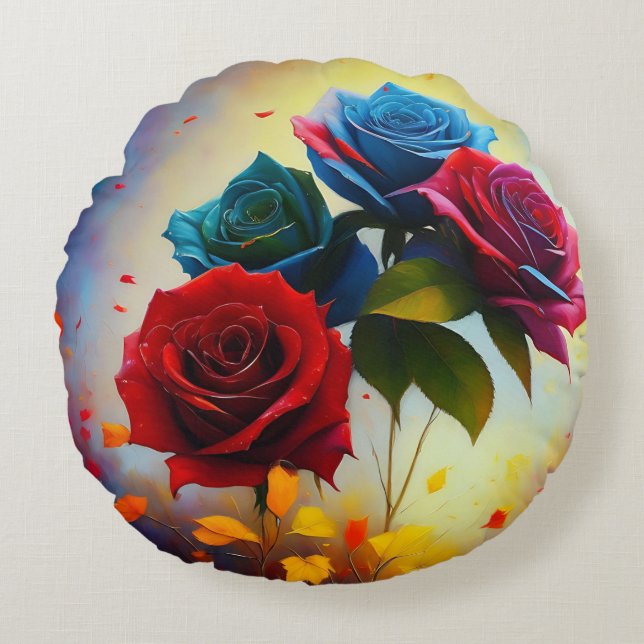 Tricolor Ro, Round Cushion Rund Kudde (Framsidan)