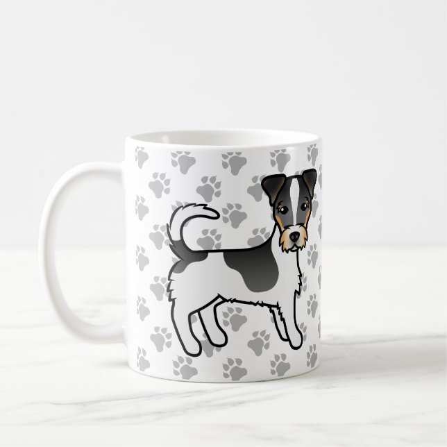 Tricolor Rough Coat Jack Russell Terrier Hund Kaffemugg (Vänster)