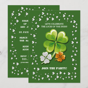 Tricolor Shamrocks St. Patrick's Day Party Inbjudningar