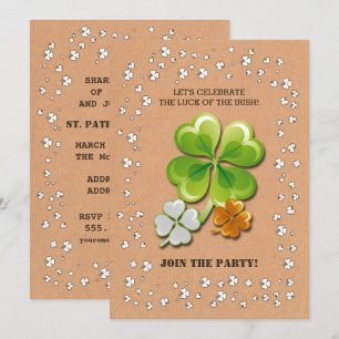 Tricolor Shamrocks St. Patrick's Day Party Inbjudningar