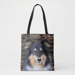 Tricolor Sheltie ansikte Tygkasse