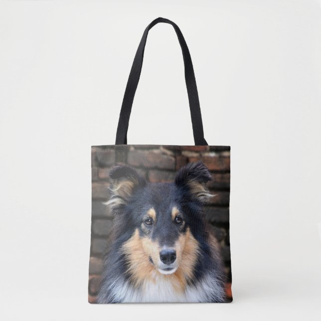 Tricolor Sheltie ansikte Tygkasse (Framsida)