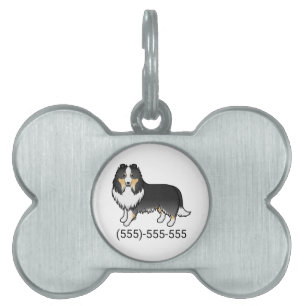 Tricolor Shetland Sheepdog Hund & Telefonnummer ID-bricka Husdjur
