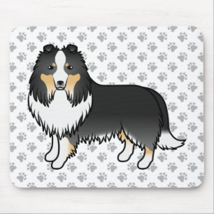 Tricolor Shetland Sheepdog Tecknad Hund & Klor Musmatta