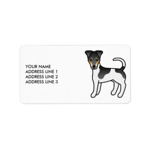 Tricolor Smooth Fox Terrier Söt Hund & Text Adressetikett