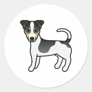 Tricolor Smooth Jackar Jack Russell Terrier Hund Runt Klistermärke