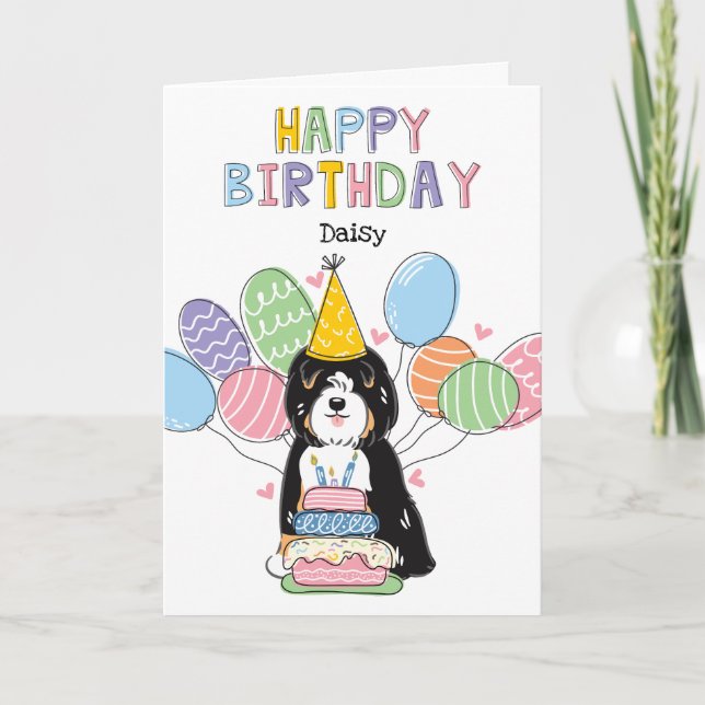 Tricolor Tibetan Terrier-Födelsedagsfest, Hund Kort (Framsida)