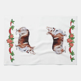 Tricolor walesisk Corgi för helgdag Kökshandduk