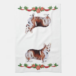 Tricolor walesisk Corgi för helgdag Kökshandduk