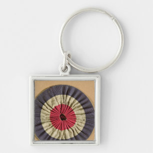 Tricolore rosette fyrkantig silverfärgad nyckelring