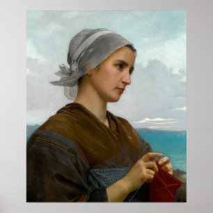 Tricoteuse Bretone av William-Adolphe Bouguereau Poster
