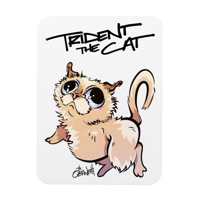 Trident the Cat Illustrated Magnet 01 (Vertikal)