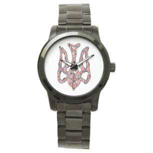 Trident tryzub stililiserad ukrainsk nationell emb armbandsur