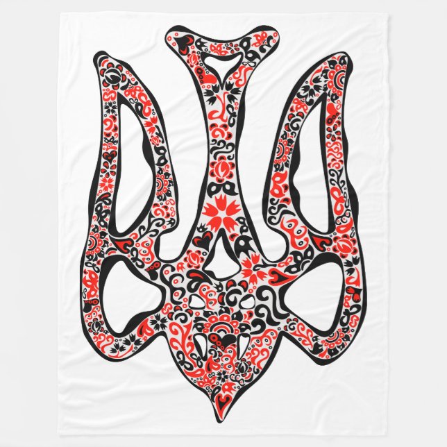 Trident tryzub stililiserad ukrainsk nationell emb fleecefilt (Framsidan)