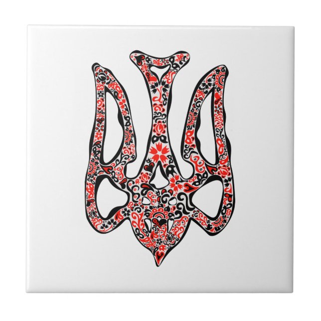 Trident tryzub stililiserad ukrainsk nationell emb kakelplatta (Framsidan)