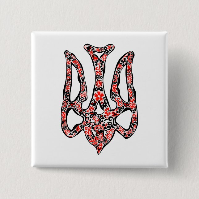 Trident tryzub stililiserad ukrainsk nationell emb knapp (Framsida)