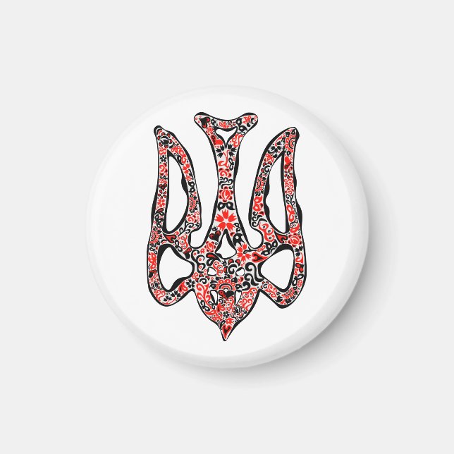 Trident tryzub stililiserad ukrainsk nationell emb magnet (Framsidan)