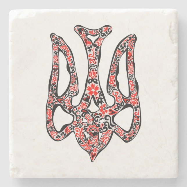 Trident tryzub stililiserad ukrainsk nationell emb stenunderlägg (Framsidan)