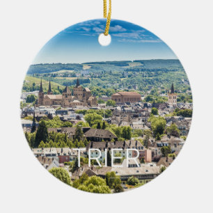 Trier Cityscape Panorama Moselle Tyskland Souvenir Julgransprydnad Keramik