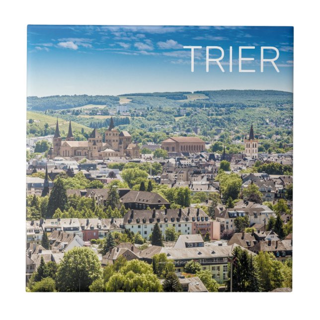 Trier Cityscape Panorama Moselle Tyskland Souvenir Kakelplatta (Framsidan)