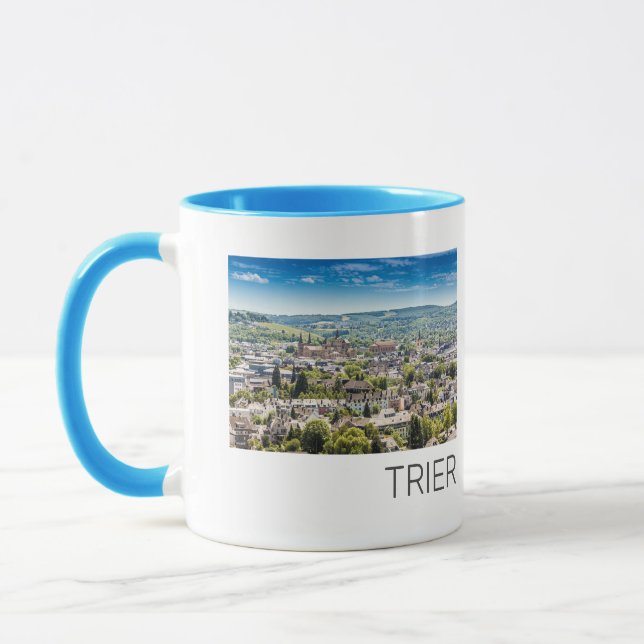 Trier Cityscape Panorama Moselle Tyskland Souvenir Mugg (Vänster)