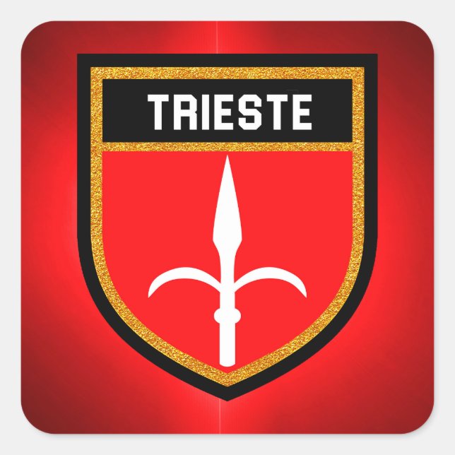 Trieste Flagga Fyrkantigt Klistermärke (Framsida)