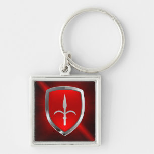 Trieste Mettaliskt emblem Fyrkantig Silverfärgad Nyckelring