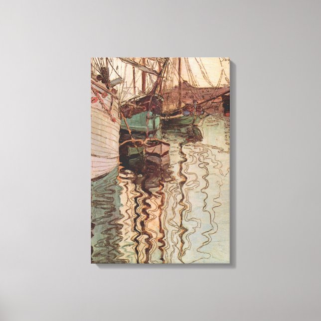 Triestes hamn av Egon Schiele, Vintage Art Canvastryck (Framsida)