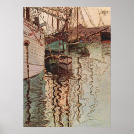 Triestes hamn av Egon Schiele, Vintage Art Poster