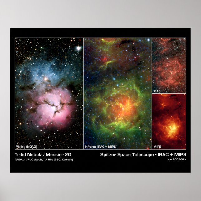 Trifid Nebula (Messier 20) - Spitzer Telescope Poster (Framsidan)