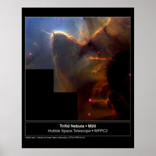 Trifid teleskopfoto för Nebula M20 Hubble Poster