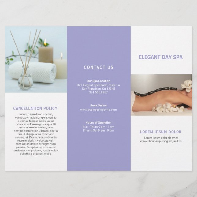 Trifold Brochure för enkel Lavender Spa-Elegant (Framsida)