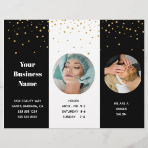 Trifold Salon Spa Professionell Pris List Reklamblad