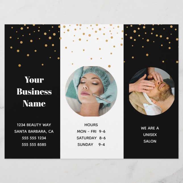 Trifold Salon Spa Professionell Pris List Reklamblad (Baksidan)