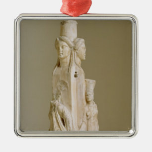 Triform Herm av Hecate, marmorskulptur, loftpe Julgransprydnad Metall